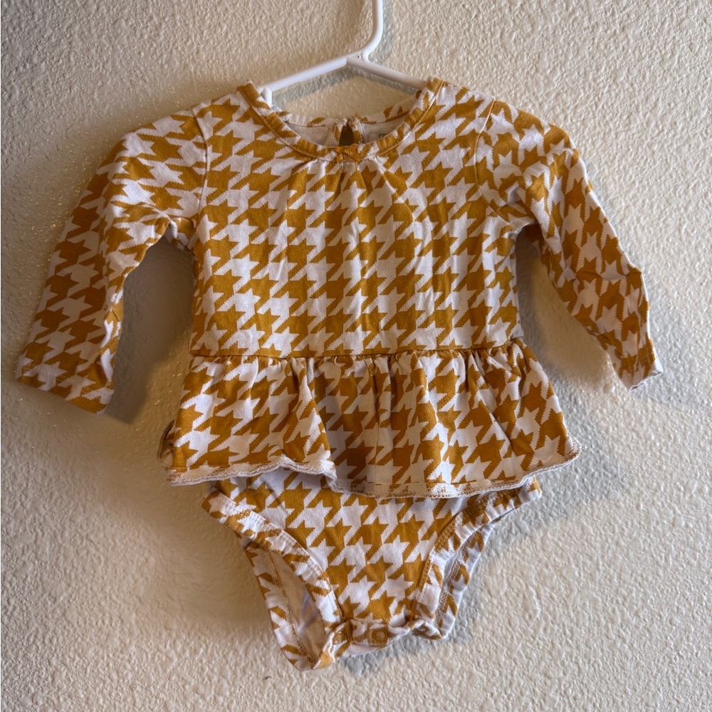 Carter's Mustard and White Houndstooth One Piece